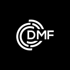 Obraz premium DMF letter logo design on black background. DMF creative initials letter logo concept. DMF letter design.