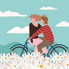 couple riding bicycle