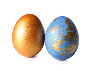Two Easter eggs isolated on white background