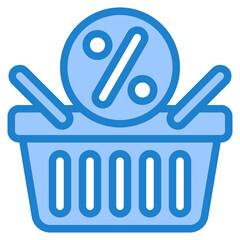 shopping basket blue style icon