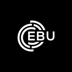 EBU letter logo design on black background. EBU creative initials letter logo concept. EBU letter design.