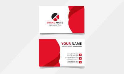 Creative and Clean Double-sided Business Card Template. Black and Red Colors. 1