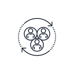 A group of specialists of different professions. Mixed team. Vector linear icon isolated on white background