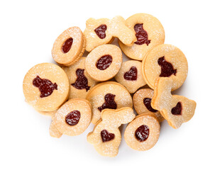 Tasty Easter cookies isolated on white background