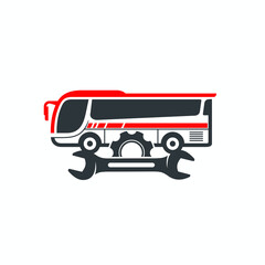 icon of bus repair and maintenance service, vector art.