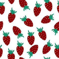Seamless strawberry pattern on white background. Fruit pattern.