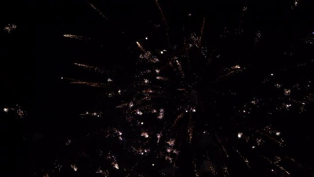 Firework explosions in the sky slow motion