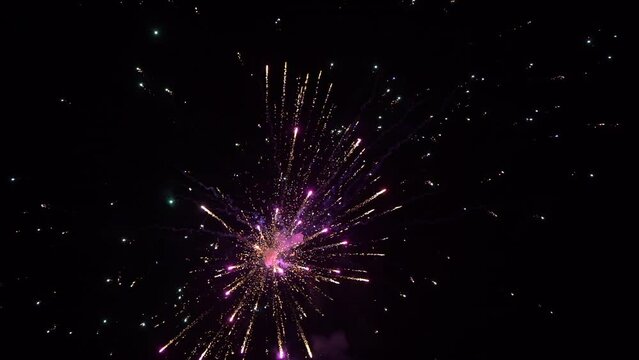 Firework explosions in the sky slow motion