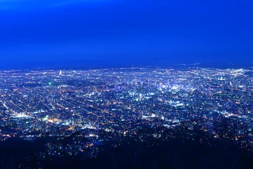 Deurstickers Nacht uitzicht op Sapporo © 勇吾 若谷