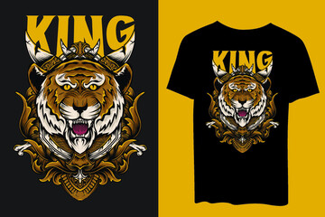 tiger head vector, Tiger King T-Shirts, T-Shirt Joe Exotic Tiger King Tee Shirt, Tiger King Hilarious Design,  T-shirt Designs - Adobe Stock