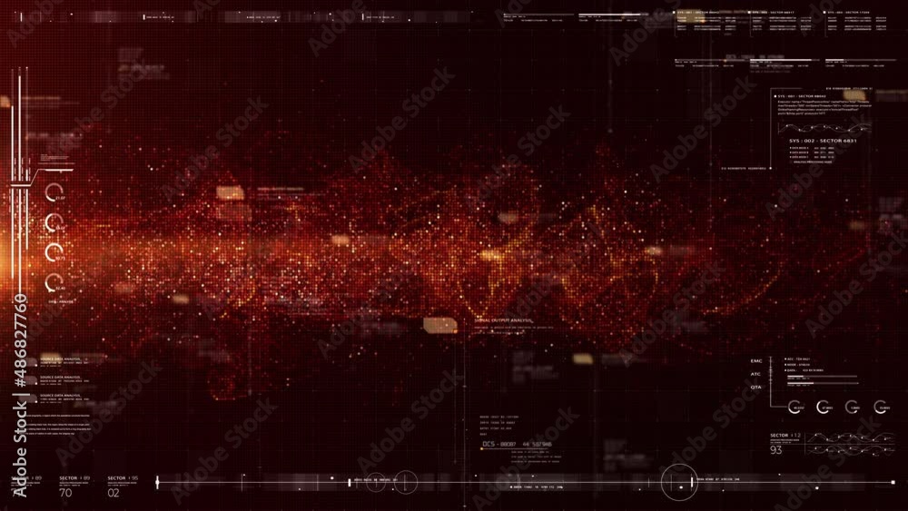 Leinwandbilder Abstract de-focus flowing matrix fire particles simulation in cyber space environment loop background