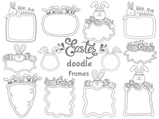 Cute easter pattern frame designed in doodle style For decorating pages, work cheeses, covers, coloring activities for kids, students, teachers, name tags, title frames, text frames and more.
