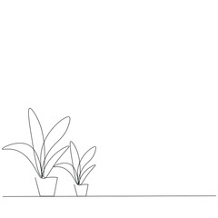 Plants line drawing on white background vector illustration
