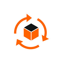 Easy return simple icon vector template | box, return sign
