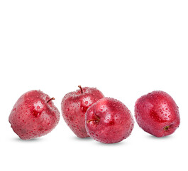 Red apple with water drops isolated on white background