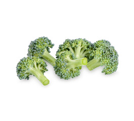FrFresh broccoli with drops isolated on white background