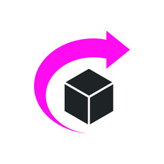 Easy return simple icon vector template | box, return sign
