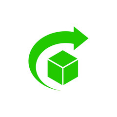 Easy return simple icon vector template | box, return sign
