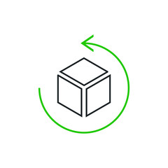 Easy return simple icon vector template | box, return sign
