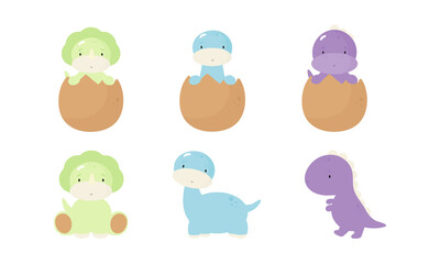 Set of cute Little Dinosaurs. Good for baby shower invitations, birthday cards, stickers, prints etc.
