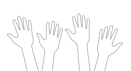 Rising hands outline icon. Flat vector illustration isolated on white background.