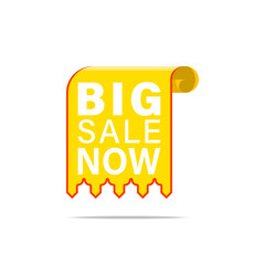 paper scroll shape, big sale promotion tag poster, vector icon illustration.