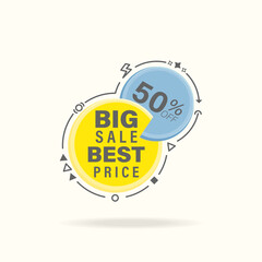 big sale promotion discount banner tag, vector icon flat color style illustration.
