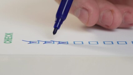 Businessman Marking on Checklist Box. Checking Off a to Do List. One Person Checking All the Boxes of a Checklist.