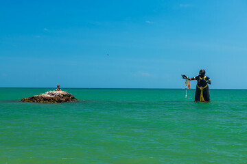 Giant statue at Puek Tian Beach, Cha-am