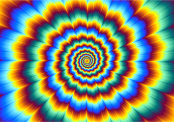 Pulsing fiery spirals. Optical illusion of movement.