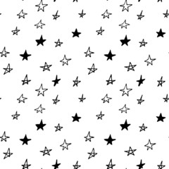 star seamless pattern hand drawn doodle. vector, nordic, scandinavian. wallpaper, textile, wrapping paper, background. sky, night, nursery decor.