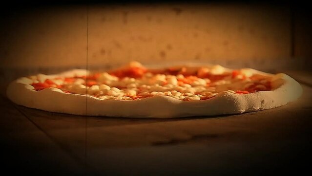 pizza oven food italian cooking restaurant fire hot margherita video
