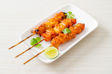 grilled chicken skewer with herbs and spices