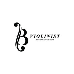 logo letter B and F-holes. violinist logo initials B. letter B logo violin character. letter B with violin hole © vionaembun42
