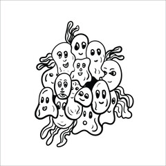 abstract cartoon head doodle.hand drawn face illustration