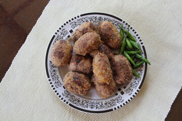 Mendol (fried mashed fermented tempeh), one of the typical foods of East Java, Indonesia