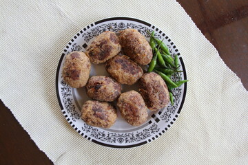 Mendol (fried mashed fermented tempeh), one of the typical foods of East Java, Indonesia