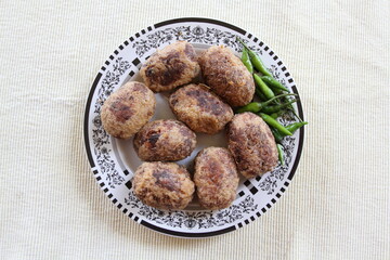 Mendol (fried mashed fermented tempeh), one of the typical foods of East Java, Indonesia