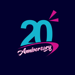 20 year anniversary celebration design template premium vector