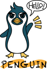 挨拶をする真剣な表情のペンギン