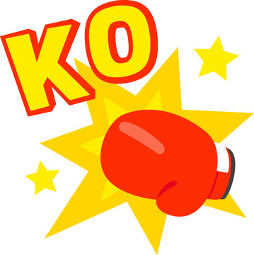 ボクシンググローブのパンチとKOの文字