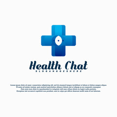 Obraz premium Health chat logo vector design with plus sign. Perfect to medical consultation,etc.