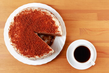 cup of coffee and chocolate cake