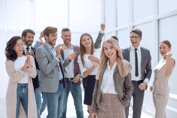 group of happy young like-minded people standing together.