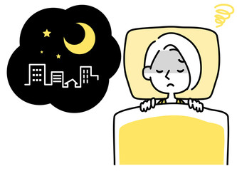 眠れない女性のイラスト　ストレス　イライラ　疲労