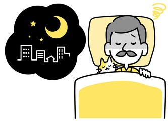 不眠に悩まされる高齢の男性　疲れ