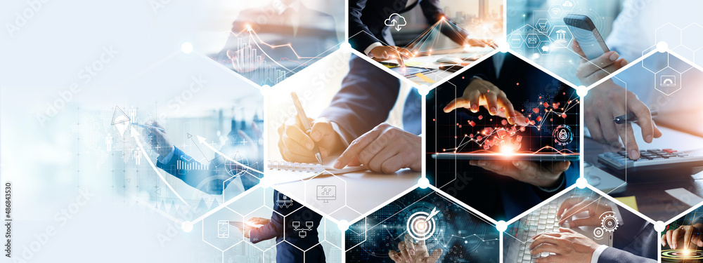 Poster economy and growth on global business network, business strategy and digital marketing. data analysi