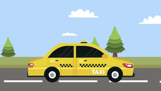 taxi on the road scene