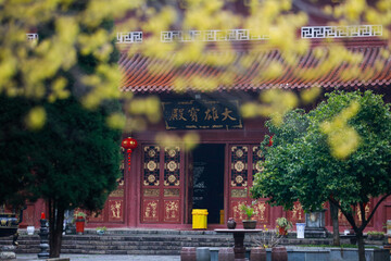 Jiujiang, China - February 3, 2022: Xilin Temple, a thousand-year-old ancient temple on Mount Lushan, is a World Heritage site. Su Shi's famous "title xilin Wall", passed for the ages of good poetry.