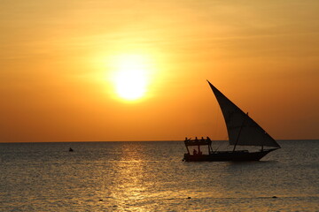 sailboat at sunset